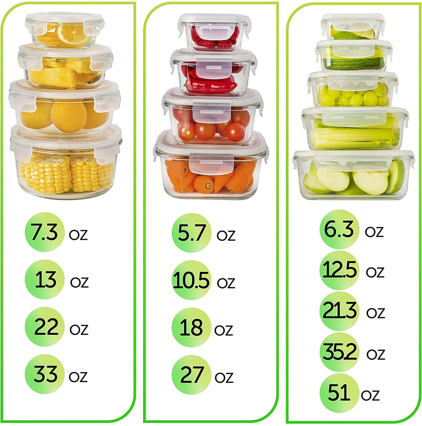 26 Pcs Glass Food Storage Containers, Meal Prep Glass Containers