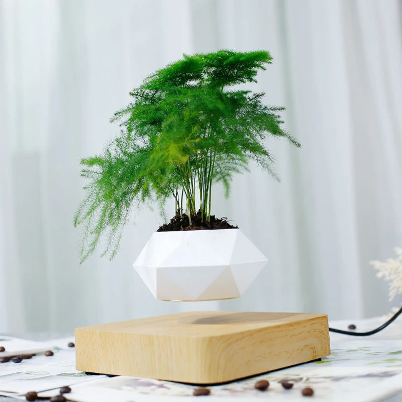 Hot Sale Levitating Air Bonsai Pot Rotation Planters Magnetic Levitation Suspension Flower Floating Pot Potted Plant Desk Decor