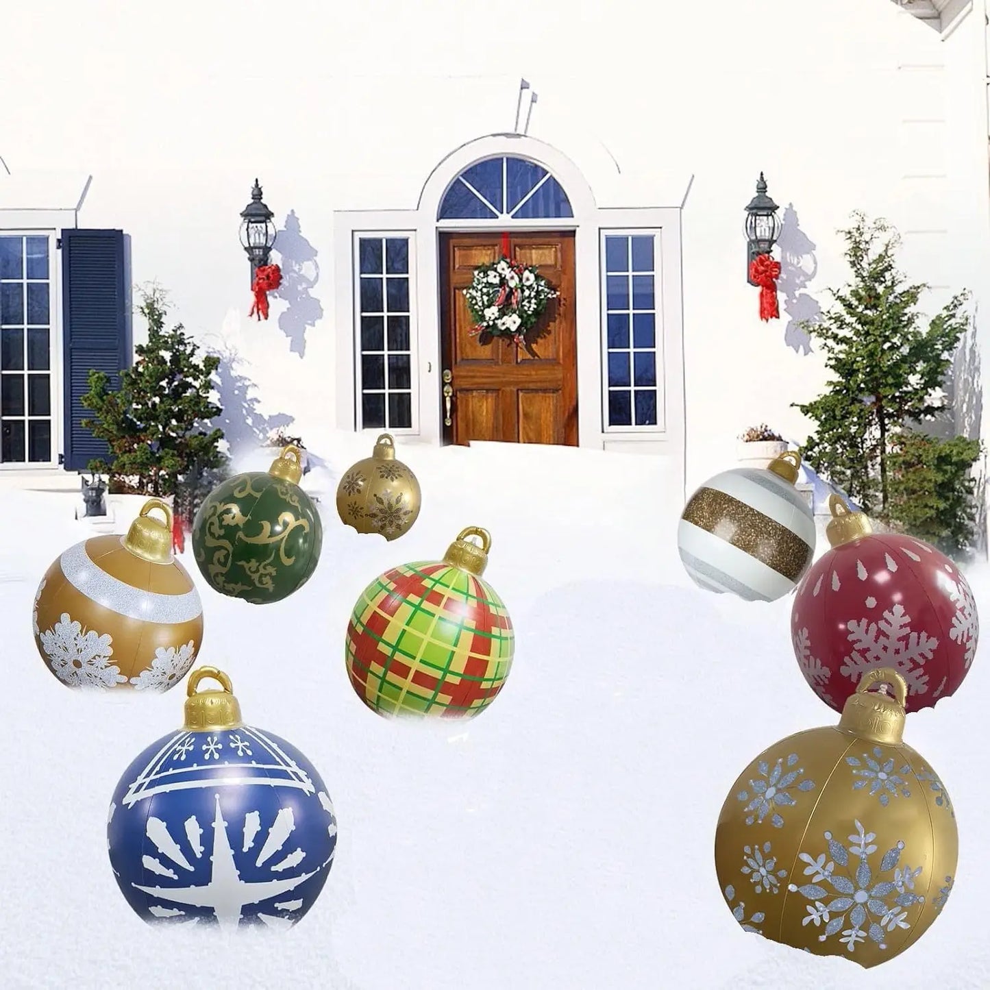 60Cm Outdoor Christmas Inflatable Decorated Ball PVC Giant Big Large Balls Xmas Tree Decorations Toy Ball without Light Ornament