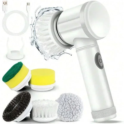 Electric Spin Scrubber,Bathroom Cleaning Brush Power Scrubber with 5 Replaceable Brush Heads, Electric Cleaning Brush