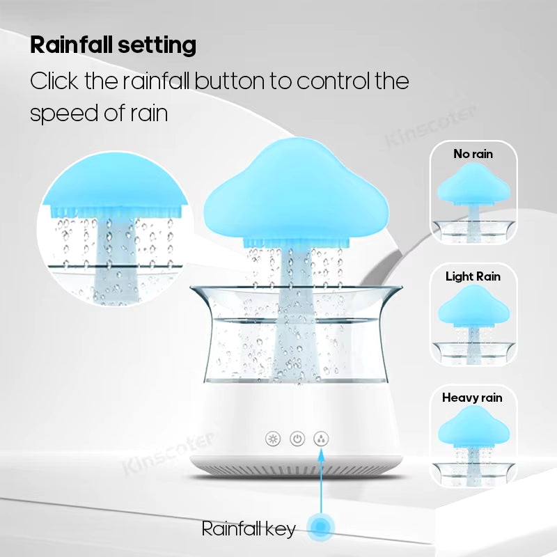 Rain Cloud Electric Air Humidifier 300Ml Aroma Diffuser Zen Rain Water Drops Colorful Night Light Humidifier for Home Gift