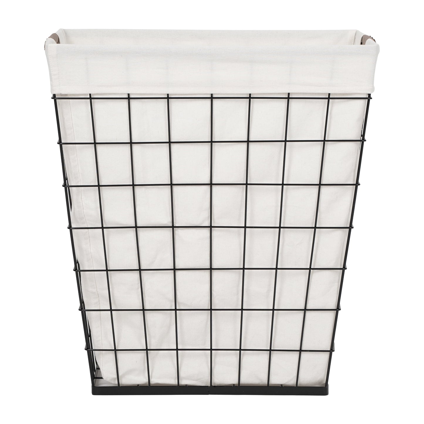 75L Rectangular Steel Wire Laundry Hamper with Removable Cotton Blend Liner for Adult, Black & Natural