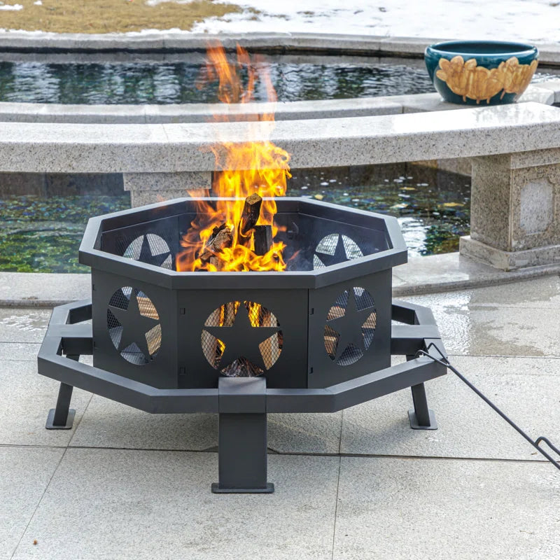 Antheny 35/42 Inch Wood Burning Fire Pit, Outdoor Firepit