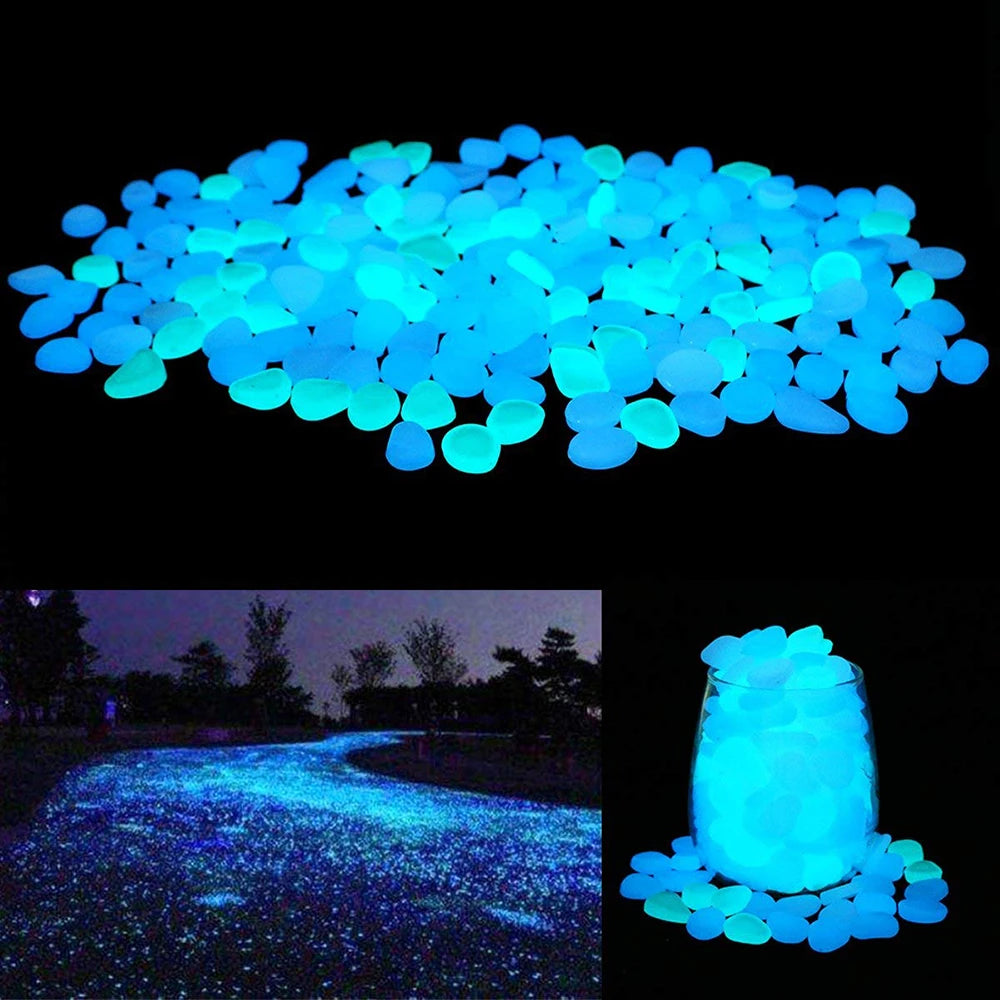 500Pcs Glow in the Dark Garden Pebbles Stones Rocks for Yard and Walkways Decor Fairy Garden DIY Decorative Luminous Stones