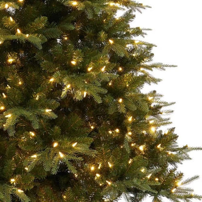 9Ft Christmas Tree with Lights, Realistic Fir Christmas Tree Prelit with 2532 Branch Tips, 900 Warm Lights and Metal Stand